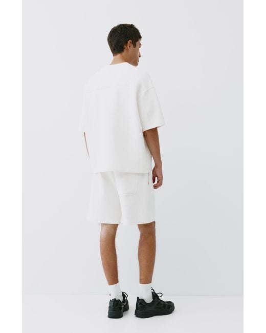 Pull&Bear White Interlock Short Sleeve Sweatshirt for men