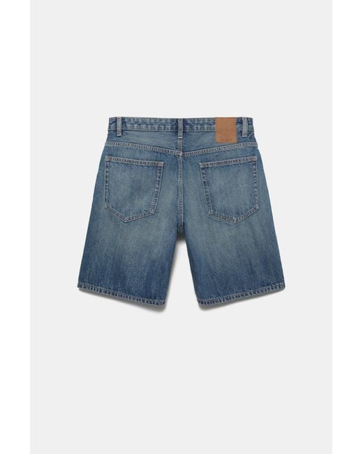 Pull&Bear Standard Fit Denim Short in het Blue voor heren