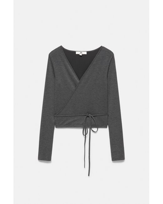 Pull&Bear Black Belted Crossover Top