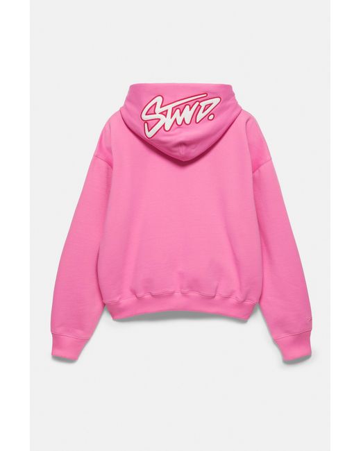 Pull&Bear Pink Boxy Hoodie for men