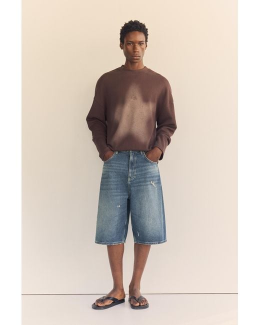 Pull&Bear Jorts Met Scheuren in het Blue voor heren