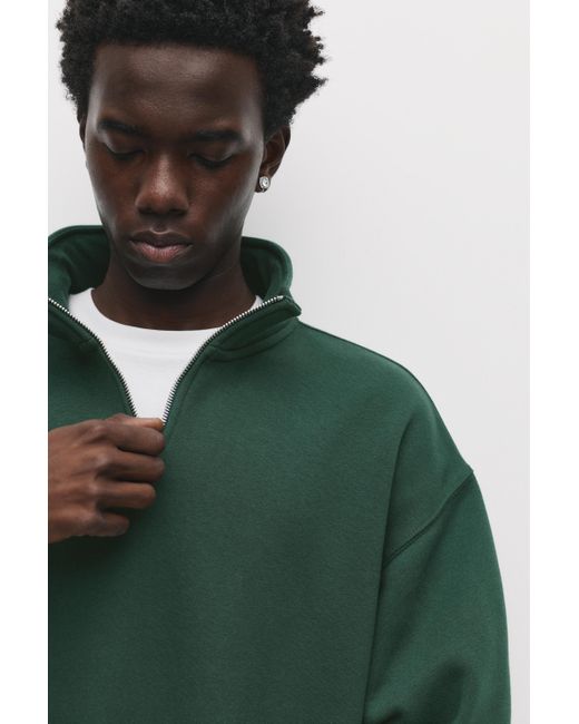 Pull&Bear Green Basic Quarter-Zip Sweatshirt for men