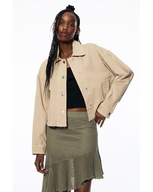 Pull&Bear Natural Cropped Jacket With Back Pleats