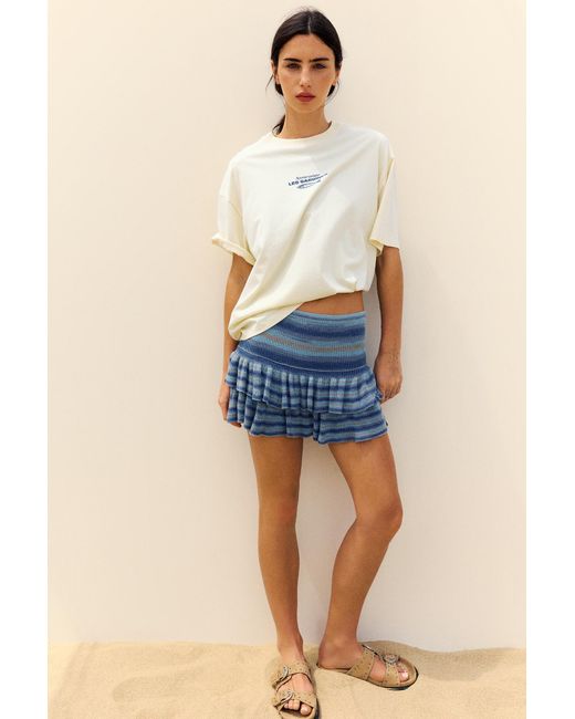 Pull&Bear Blue Oversize Sardine Graphic T-Shirt