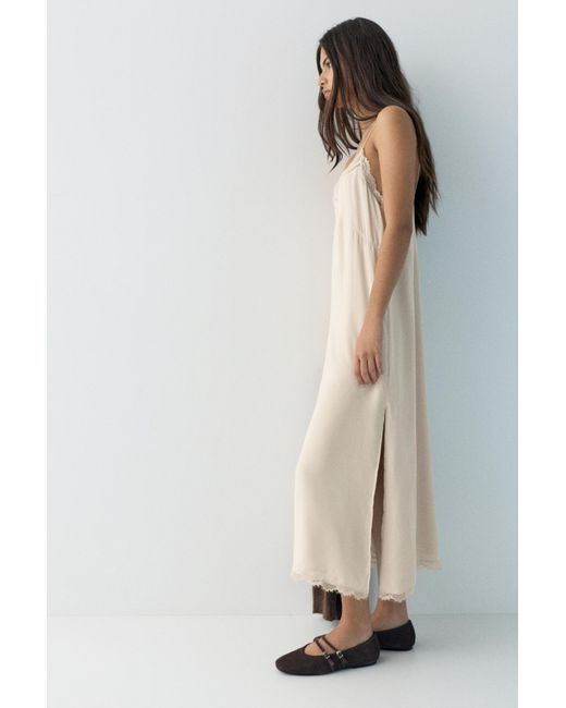 Robe Midi Nuisette Pull&Bear en coloris Natural
