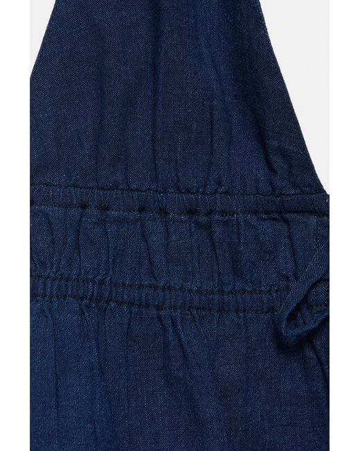 Pull&Bear Denim Haltertop Met Elastische Details in het Blue