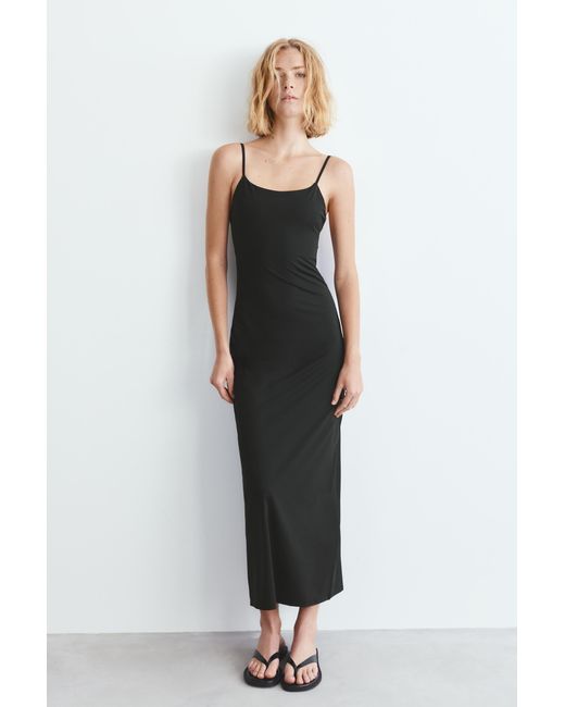 Pull&Bear Black Polyamide Strappy Midi Dress