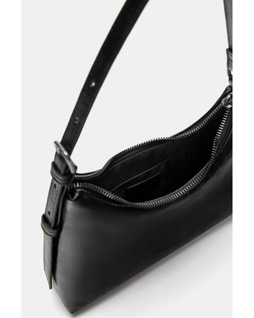 Pull&Bear Black Buckle Shoulder Bag