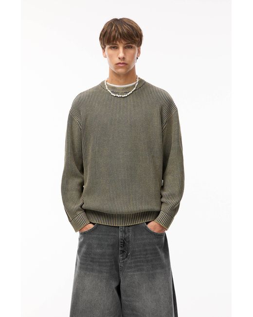 Pull&Bear Gray Stwd Washed Knit Jumper for men