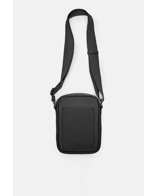 Pull&Bear Black Rubberised Crossbody Bag for men