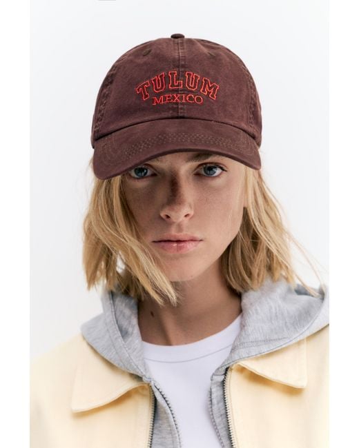 Pull&Bear Red Tulum Mexico Graphic Cap