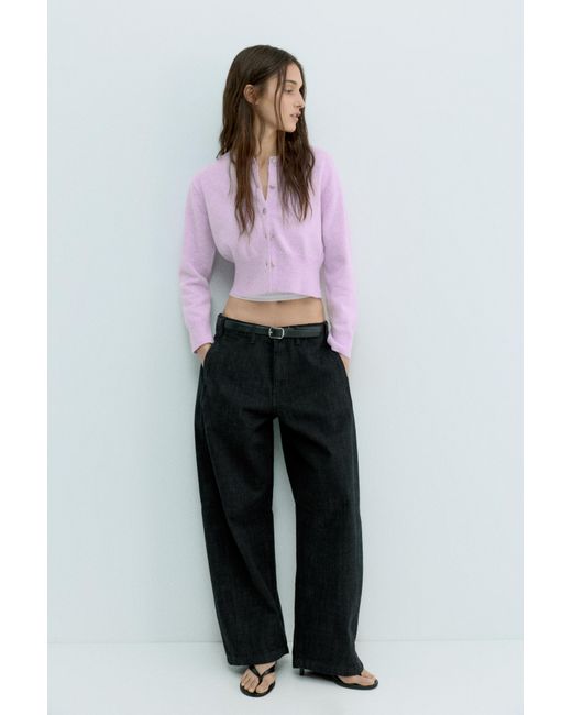 Pull&Bear Purple Short Buttoned Cardigan