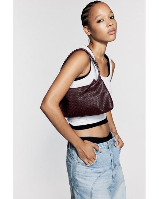 Pull&Bear Purple Woven Shoulder Bag