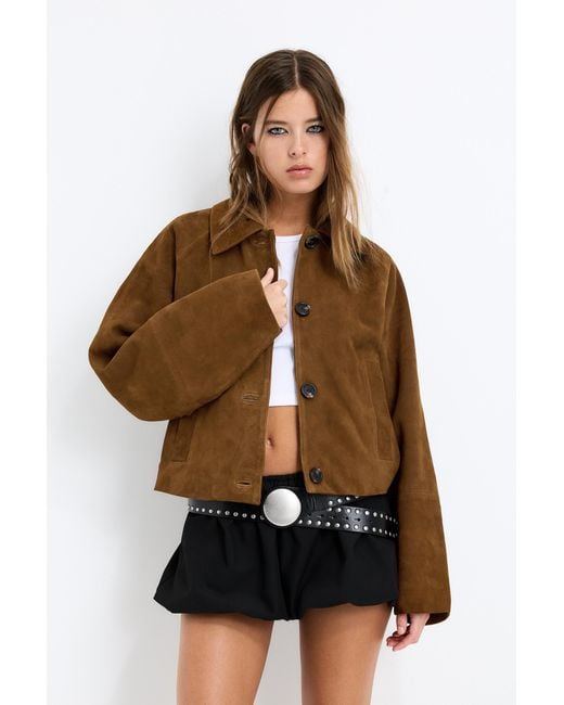 Pull&Bear Brown 100% Leather Jacket