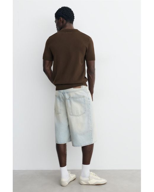 Pull&Bear Black Short Sleeve Knit Polo Shirt for men