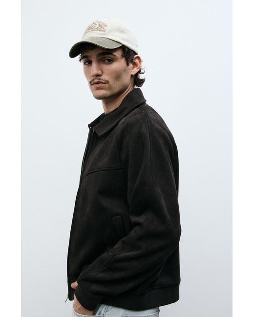 Pull&Bear Black Faux Suede Jacket for men