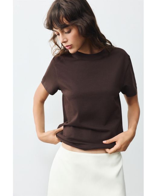 Pull&Bear Brown Short Sleeve T-Shirt 100% Cotton