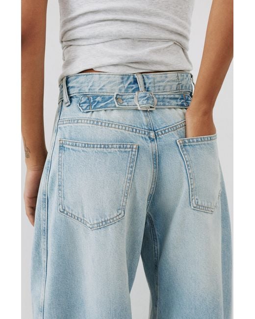 Pull&Bear Blue Balloon Jeans With Belt Loops