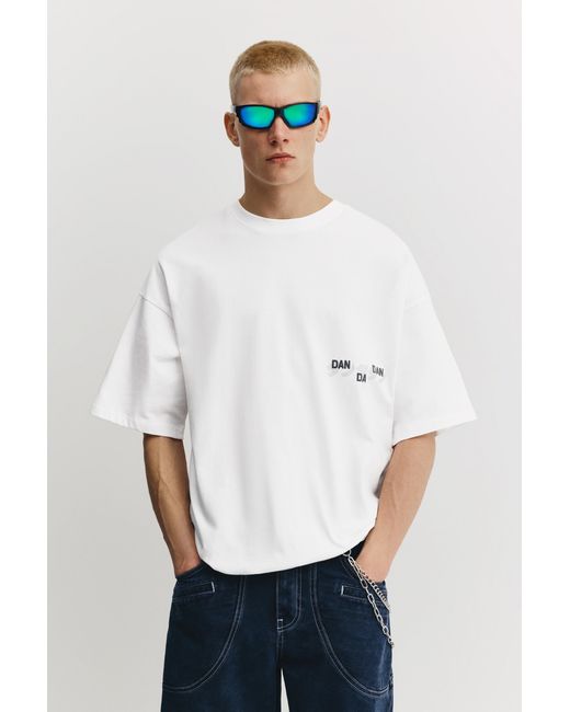 Pull&Bear White Dan Da Dan T-Shirt for men