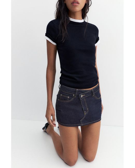 Pull&Bear Red Crossover Waist Denim Skort