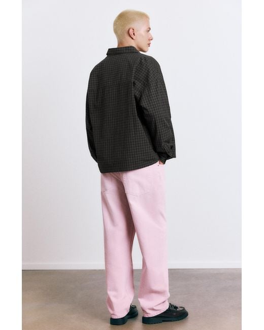 Pull&Bear Black Stwd Embroidered Plaid Shirt for men