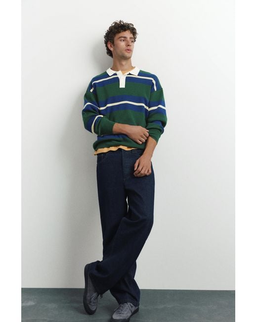 Polo di Pull&Bear in Blue da Uomo
