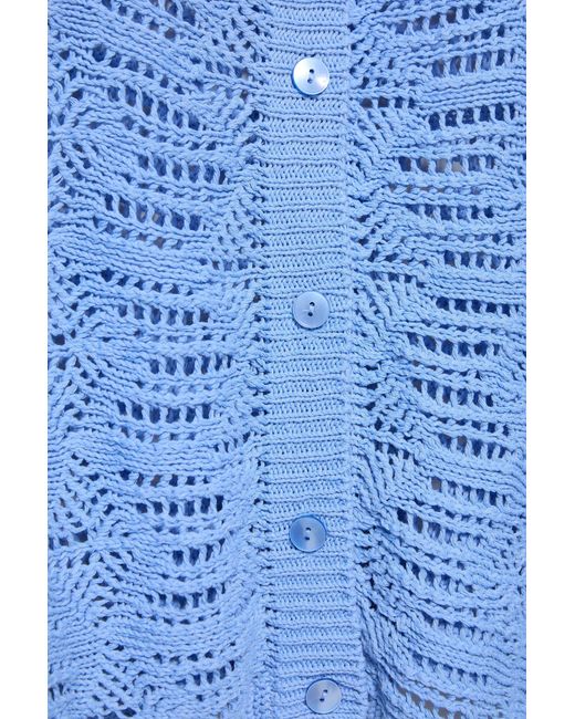 Pull&Bear Oversized Opengewerkt Vest in het Blue