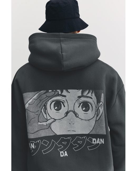 Pull&Bear Black Dan Da Dan Zip-Up Hoodie for men