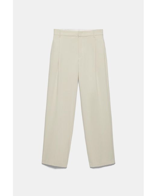 Pull&Bear White Darted Smart Trousers