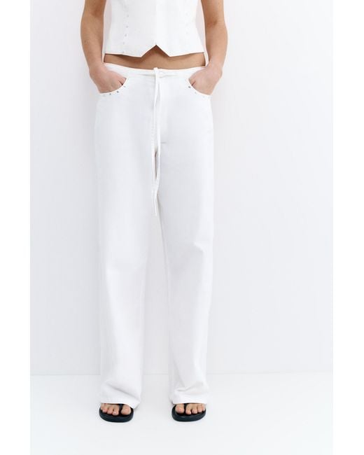 Pull&Bear White Studded Baggy Jeans