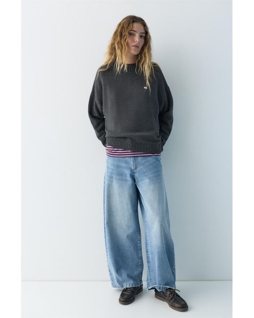 Pull&Bear Gray Embroidered Front Jumper