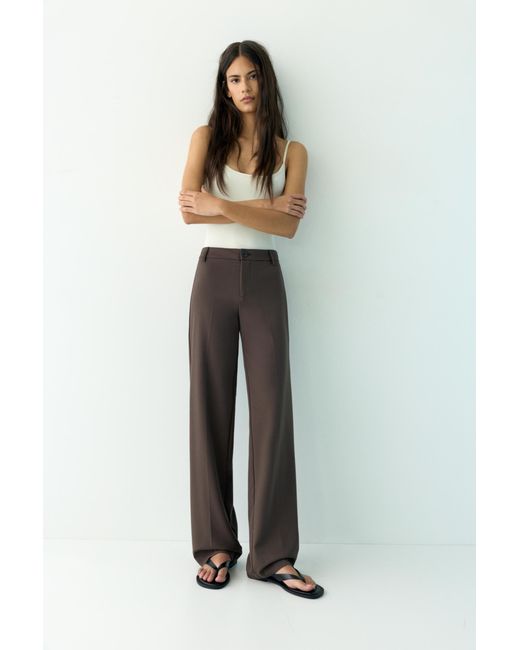 Pull&Bear Brown Full Length Smart Trousers