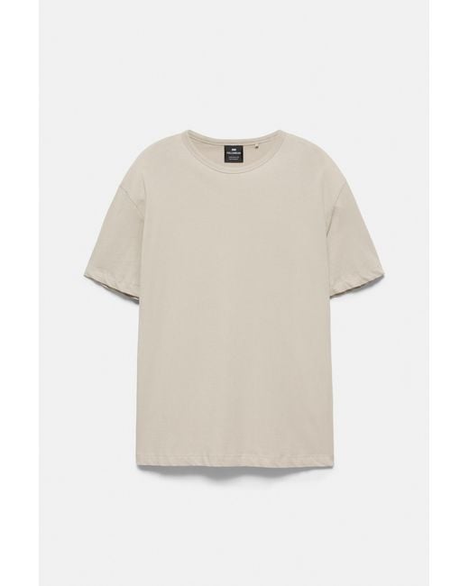 Pull&Bear Natural Slim Fit Basic T-Shirt for men