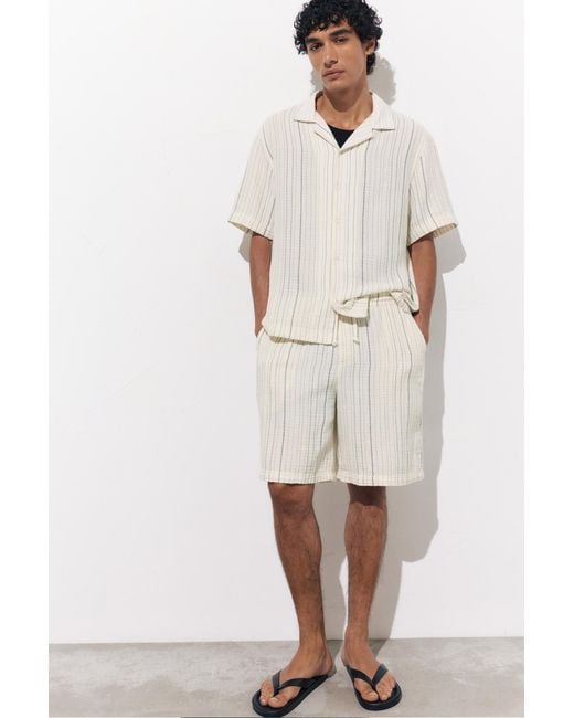 Pull&Bear Natural Striped Jogger Bermuda Shorts for men