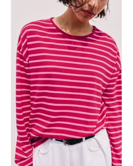 Pull&Bear Pink Oversize Long Sleeve T-Shirt