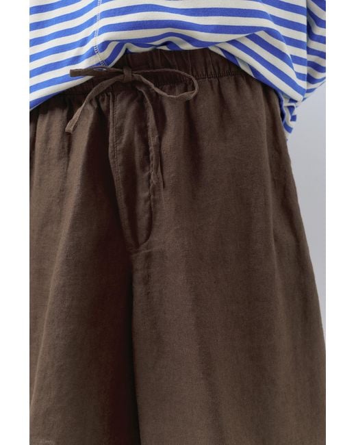 Pull&Bear Blue 100% Linen Bermuda Sweat Shorts for men