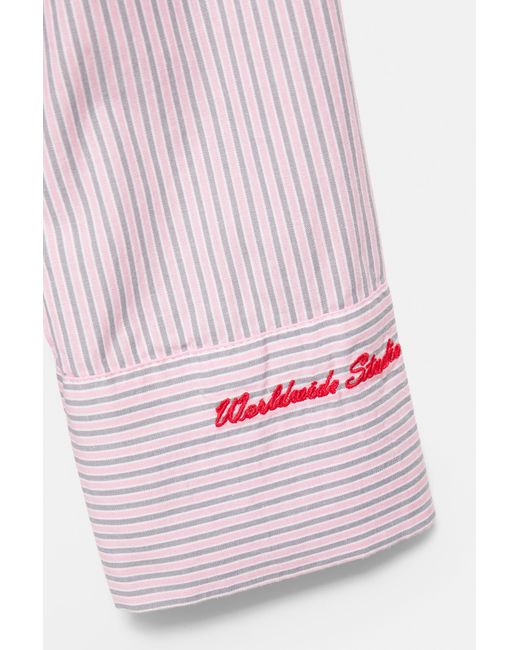 Chemise À Rayures Brodée Pull&Bear en coloris Pink
