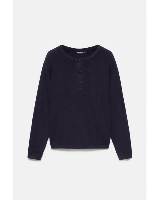 Pull Col Henley Pull&Bear pour homme en coloris Blue