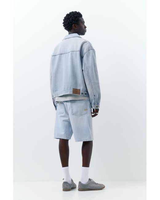 Pull&Bear Blue Baggy Denim Bermuda Shorts for men