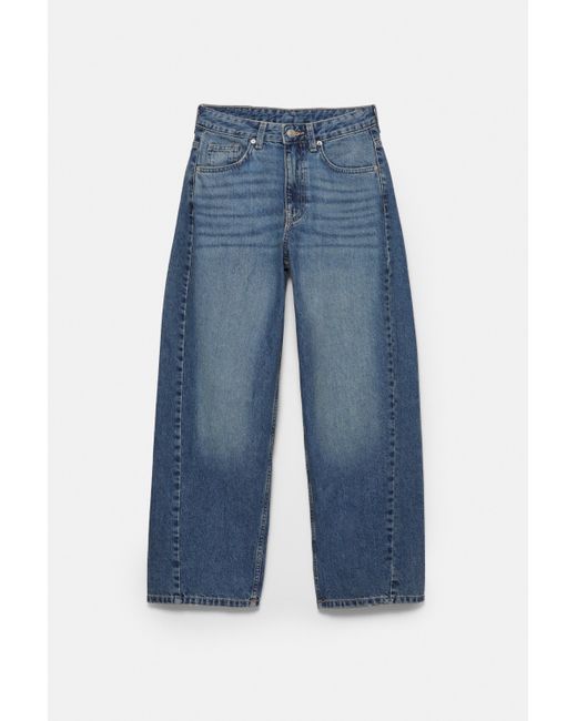 Pull&Bear Blue Low-Rise Barrel Jeans