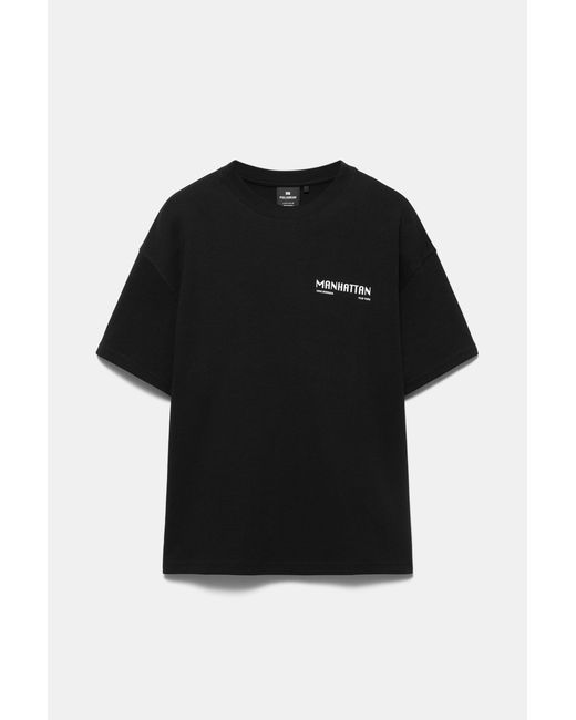 Pull&Bear Black Short Sleeve Sweatshirt With Graphic for men