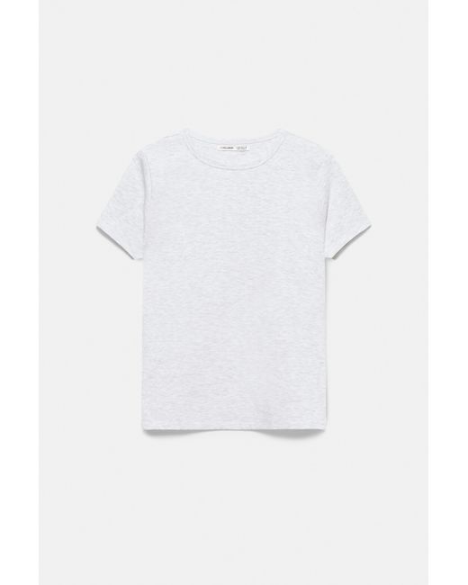 Pull&Bear Gray Short Sleeve Fitted T-Shirt