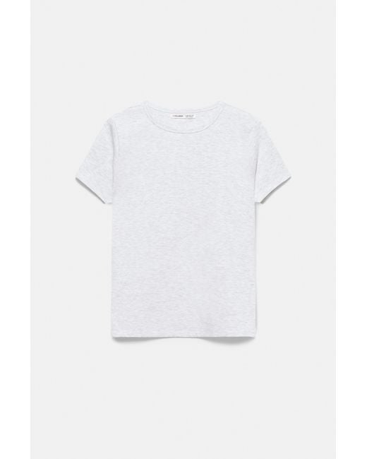 Pull&Bear Gray Short Sleeve Fitted T-Shirt