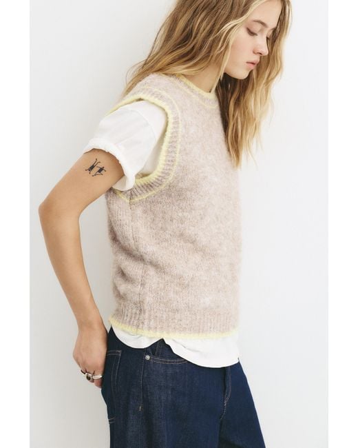 Pull&Bear Natural Rib Knit Vest