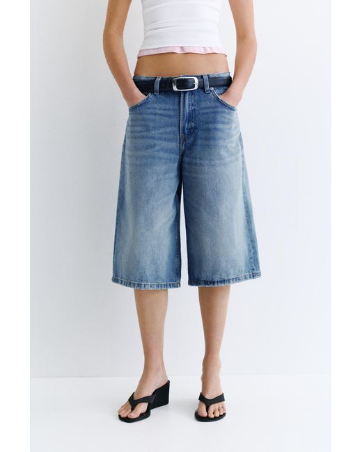 Pull&Bear Blue Low-Rise Denim Jorts