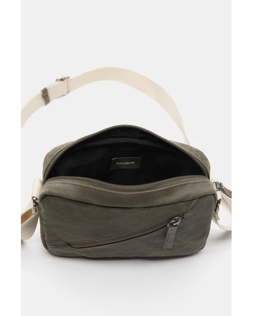 Pull&Bear Gray Distressed Crossbody Bag for men