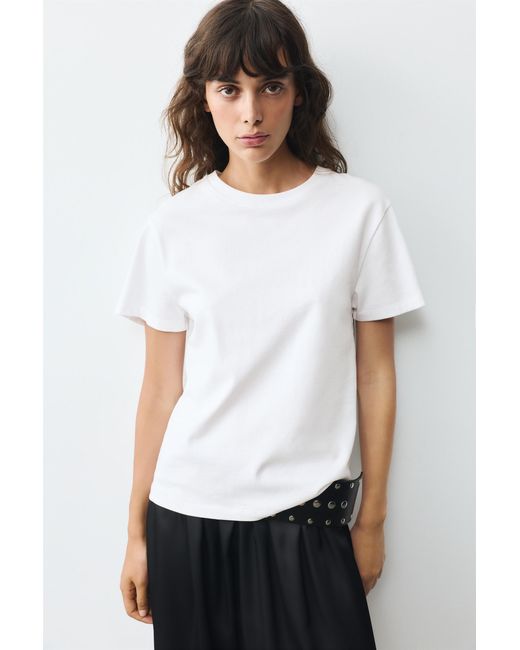 Pull&Bear White Short Sleeve T-Shirt 100% Cotton