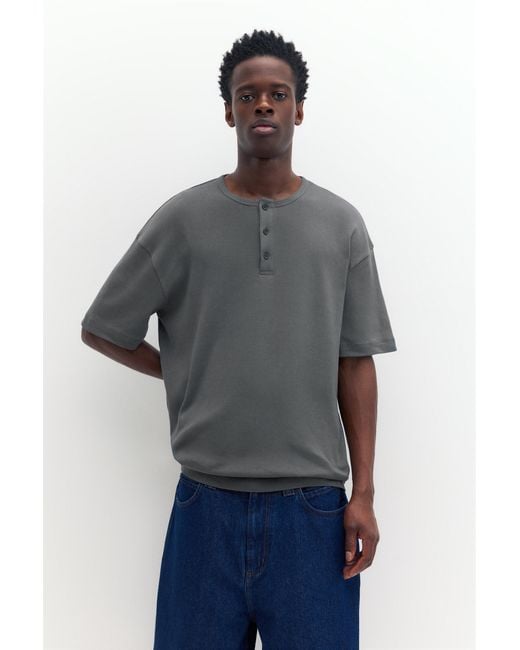 Pull&Bear Basic Henley-T-Shirt in Gray für Herren
