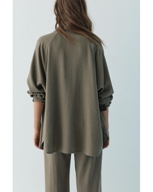 Pull&Bear Brown Rustic Linen Shirt