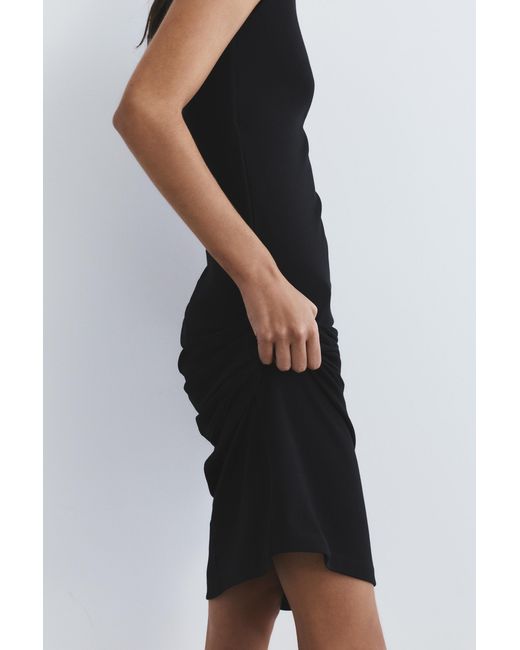 Pull&Bear Black Short Sleeve Midi Dress
